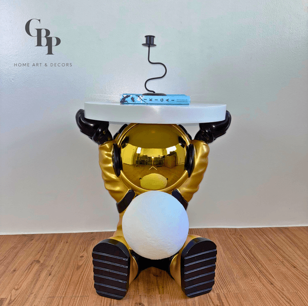 Modern Space Astronaut Side Table with Moon Lamp (Gold)