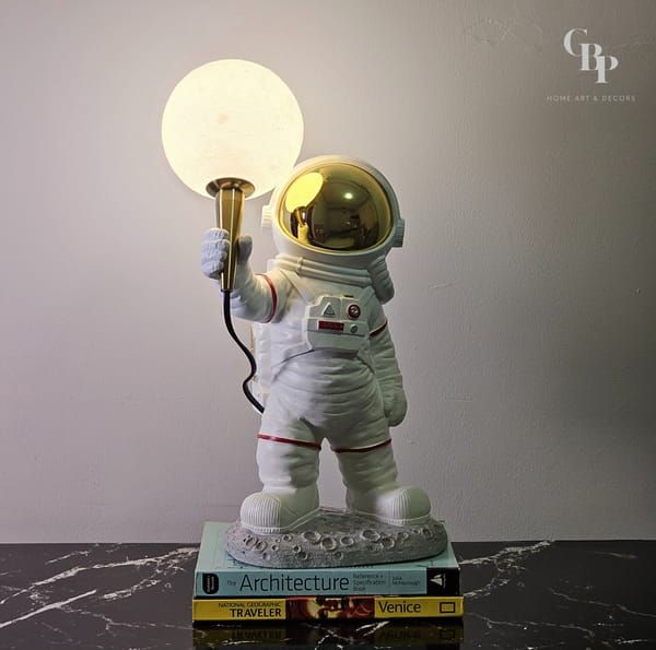 Modern Space Astronaut with Moon Night Lamp