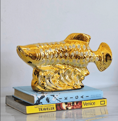 Elegant Golden Arowana Ceramic Decor