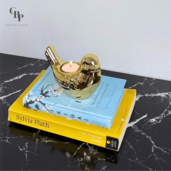 Elegant Golden Bird Tealight Candle Holder