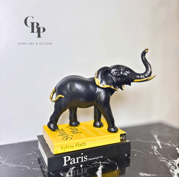 Modern African Elephant Decor Sculpture (Black)