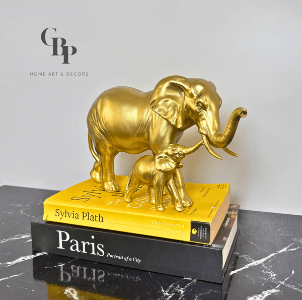 Modern African Mother and Child Elephant (Gold)