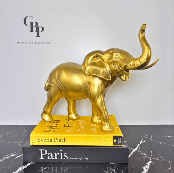 Modern African Elephant Decor Sculpture (Gold)