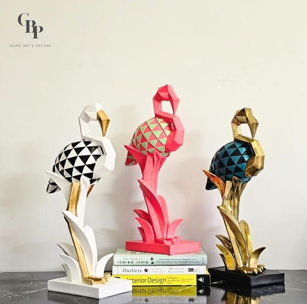 Modern Geometric Flamingo Decor Statue