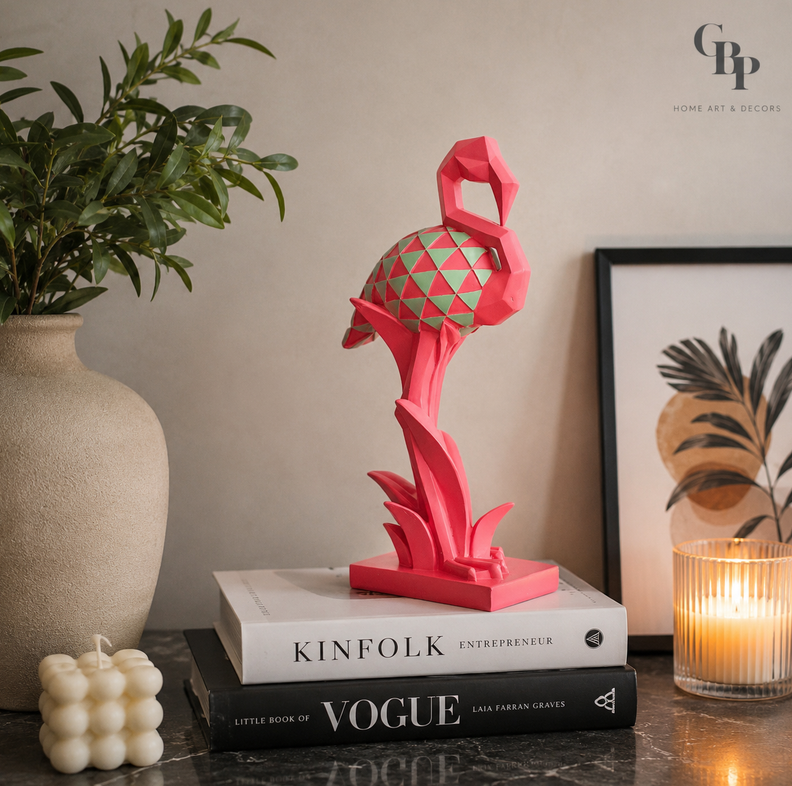 Modern Geometric Flamingo Decor Statue