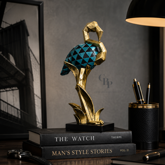 Modern Geometric Flamingo Decor Statue