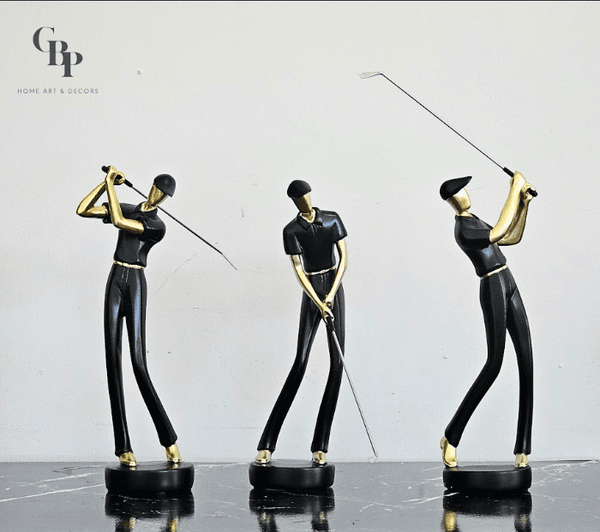 Modern Minimalist Golf Sport Character Figurine (BLACK)