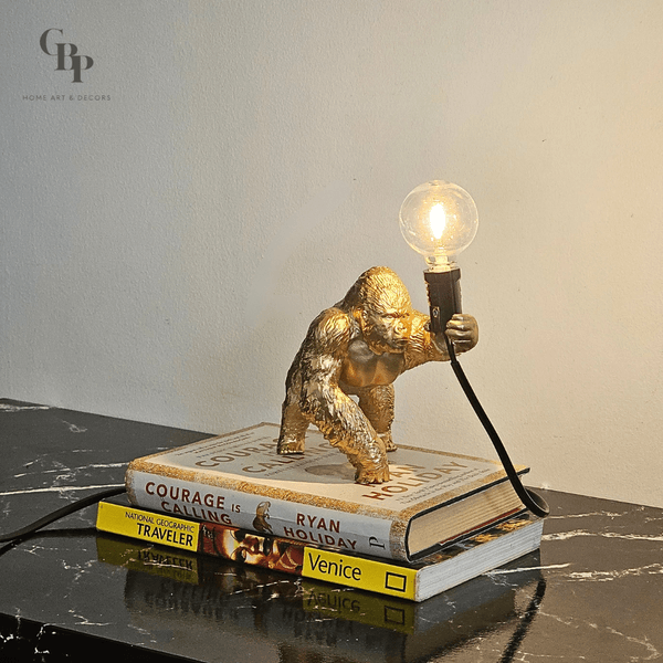 Elegant Gorilla Statue Ornament With Night Lamp