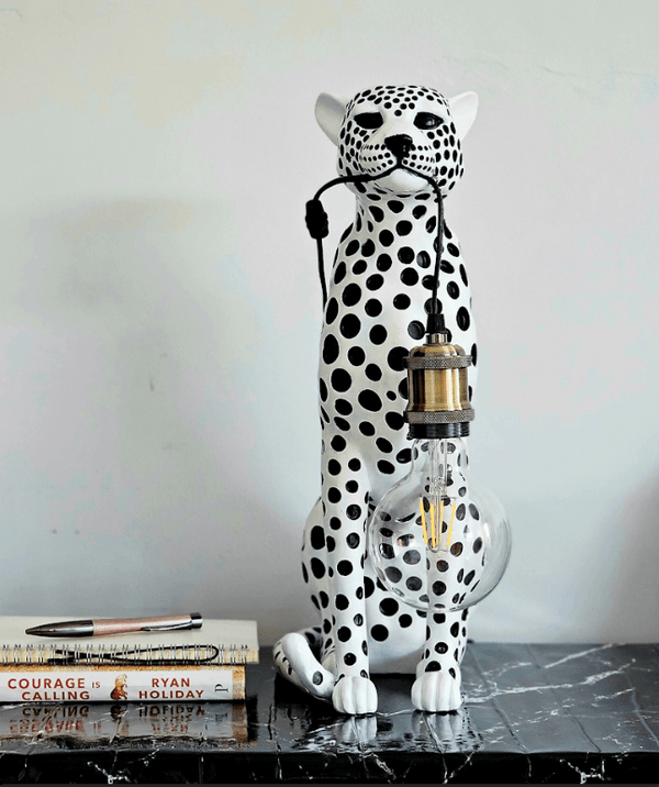 Modern Leopard Decor Sculpture with Night Lamp