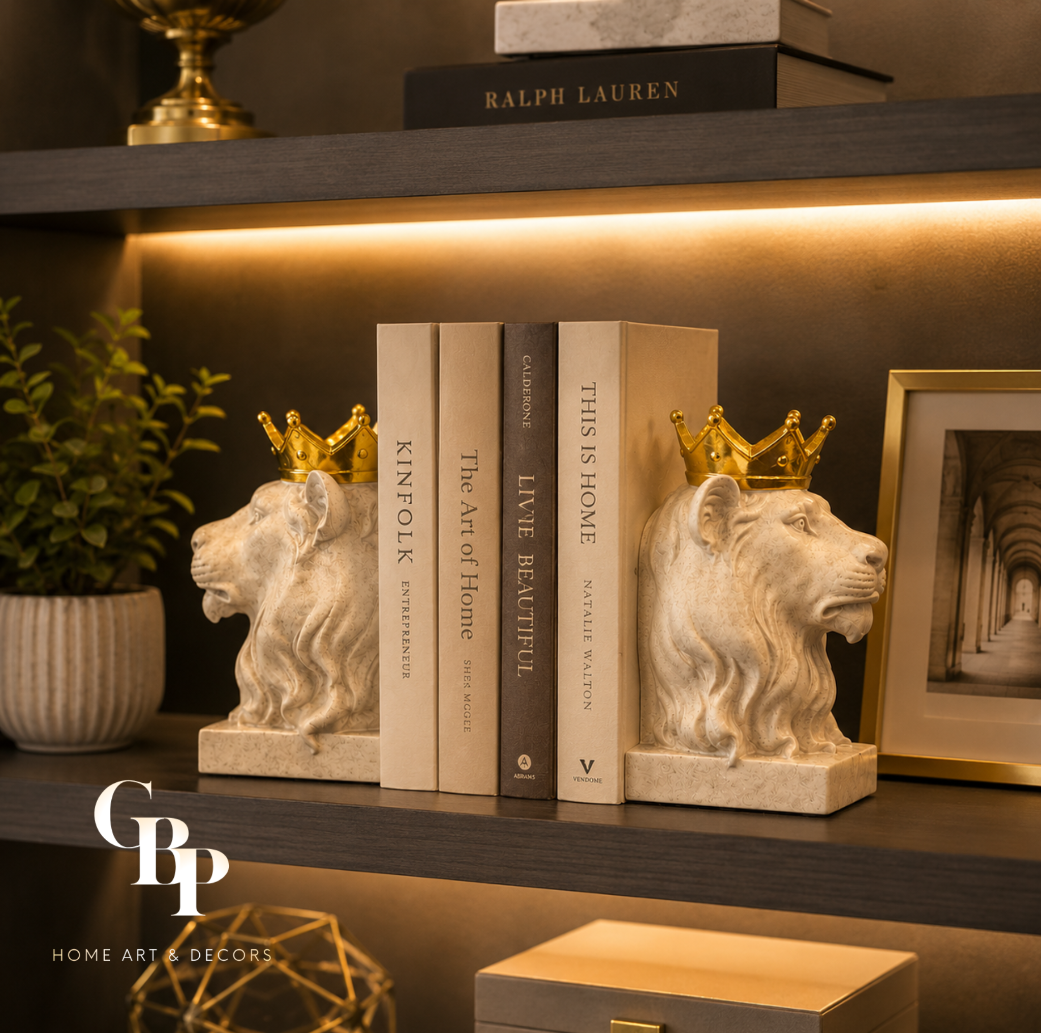 Luxury Lion Head Bookends Decor