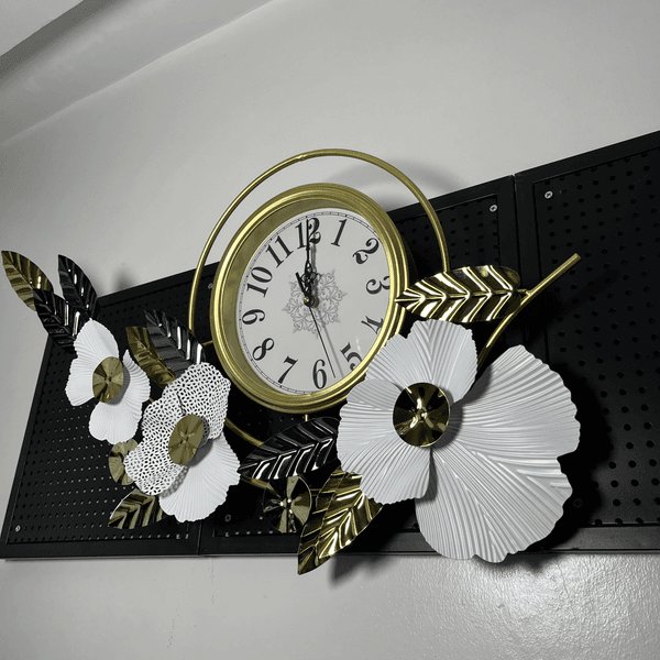 Floral and Leaves Wall Clock Decor